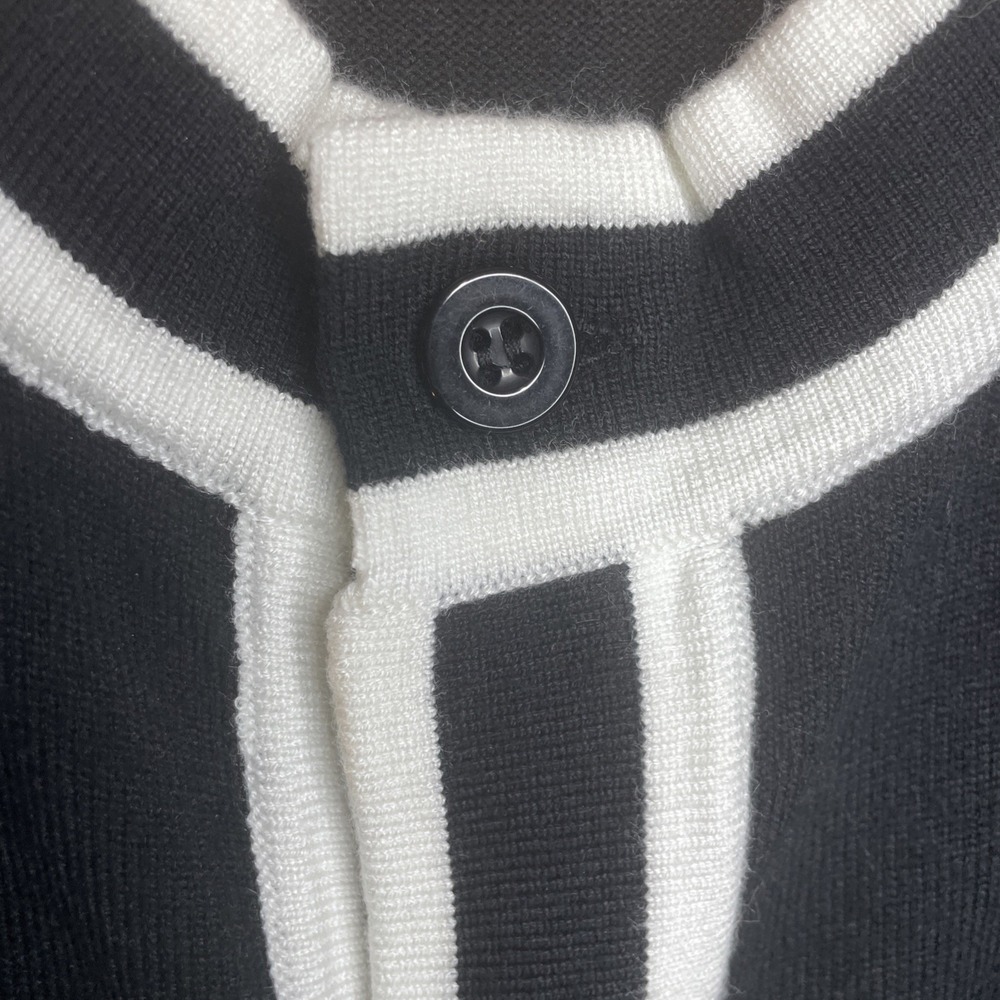 Womens Cardigan Sweater 3XL Black White Trim Old Money Classic Elegant Timeless - Picture 3 of 8